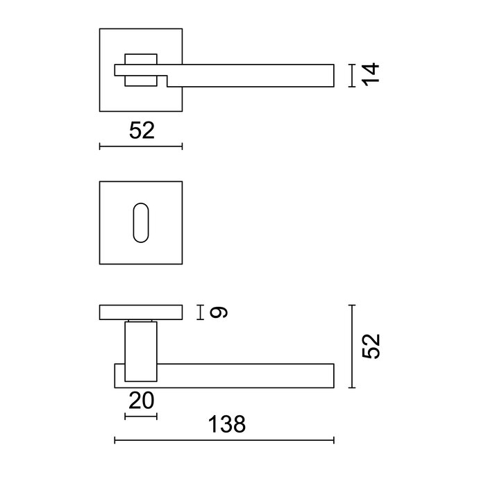 HDD Edelstahl-Türgriffe 'Square 2'