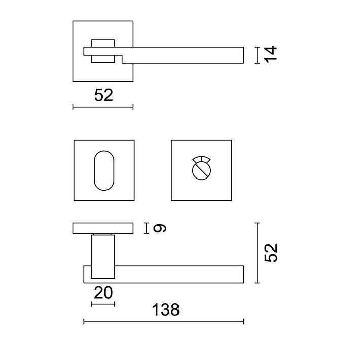 HDD Stainless steel door handles 'Square 2'