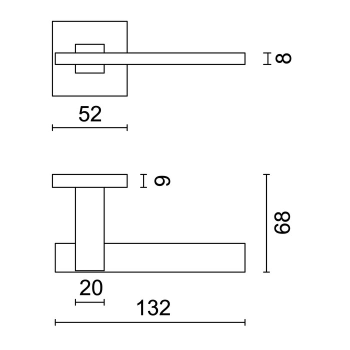 HDD Stainless steel door handles 'Square 3'