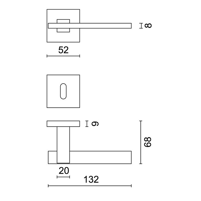 HDD Stainless steel door handles 'Square 3'
