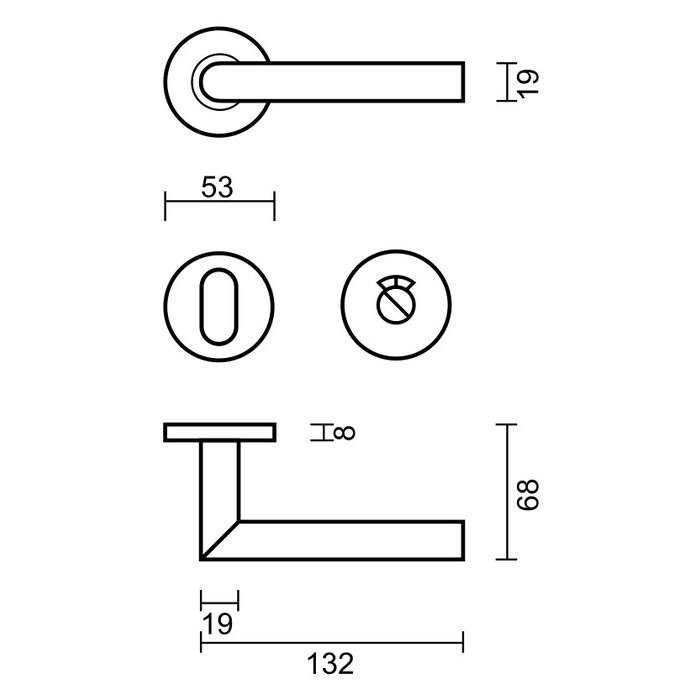 HDD Door handles Eco I shape 19 mm