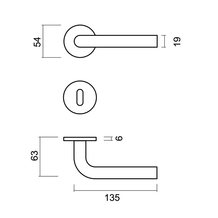 HDD RVS deurklinken "flat" L -Shape