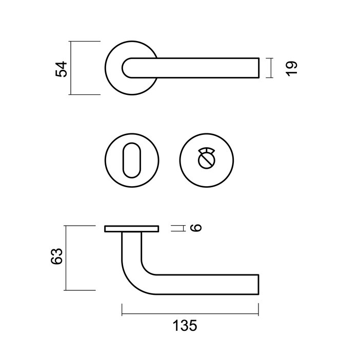 HDD RVS deurklinken "flat" L -Shape