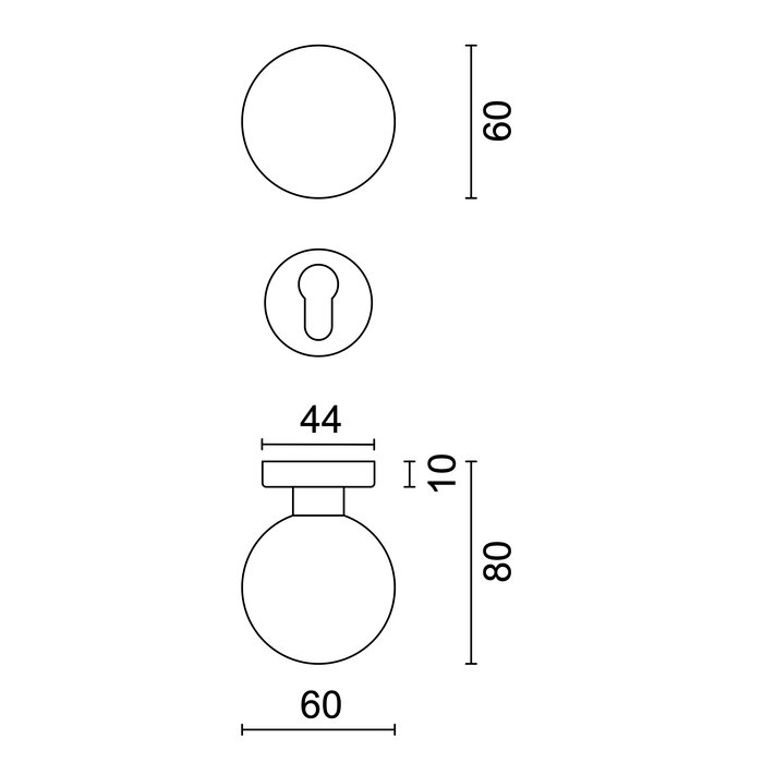 HDD Door handles/door knobs Boccia stainless steel look