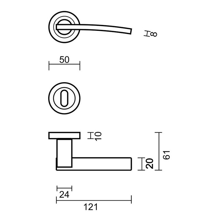 HDD Solid stainless steel look door handles Mirca