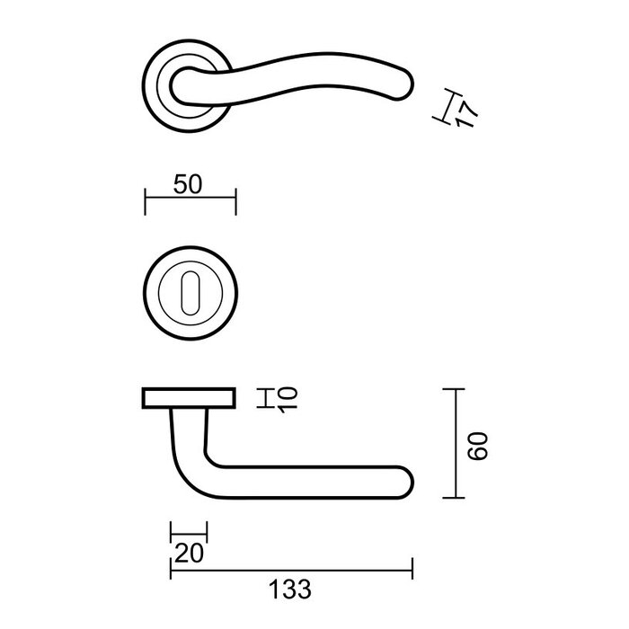 HDD Solid stainless steel look door handles "Fly"