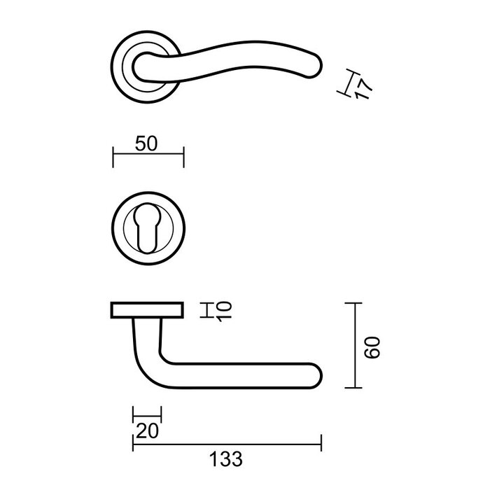 HDD Solid stainless steel look door handles "Fly"