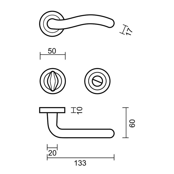 HDD Solid stainless steel look door handles "Fly"
