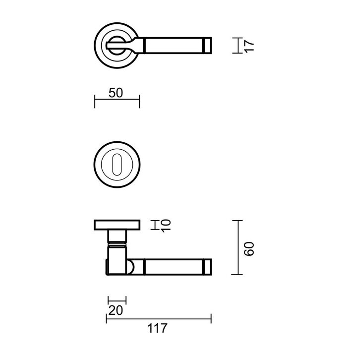 HDD Solid stainless steel look door handles "Vito"