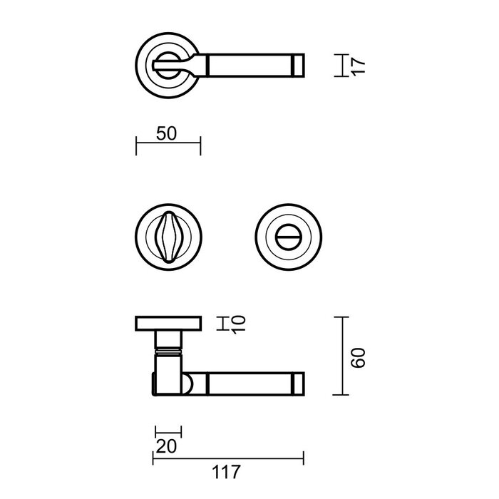 HDD Solid stainless steel look door handles "Vito"
