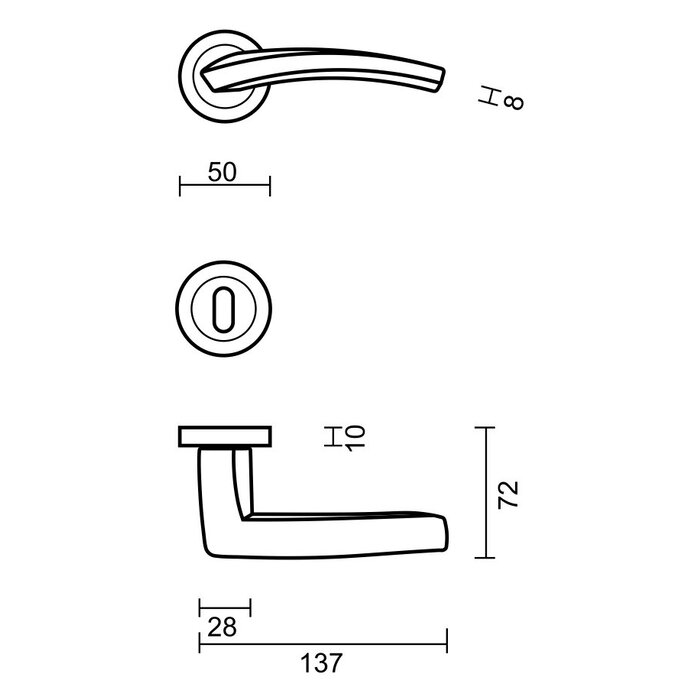 HDD Solid Dune door handles in stainless steel look