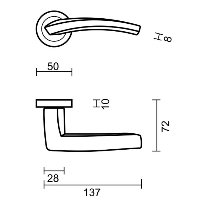 HDD Solid Dune door handles in stainless steel look