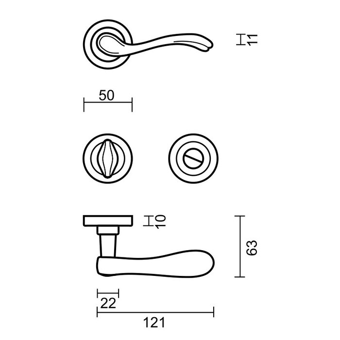 HDD Door handles Erica stainless steel look