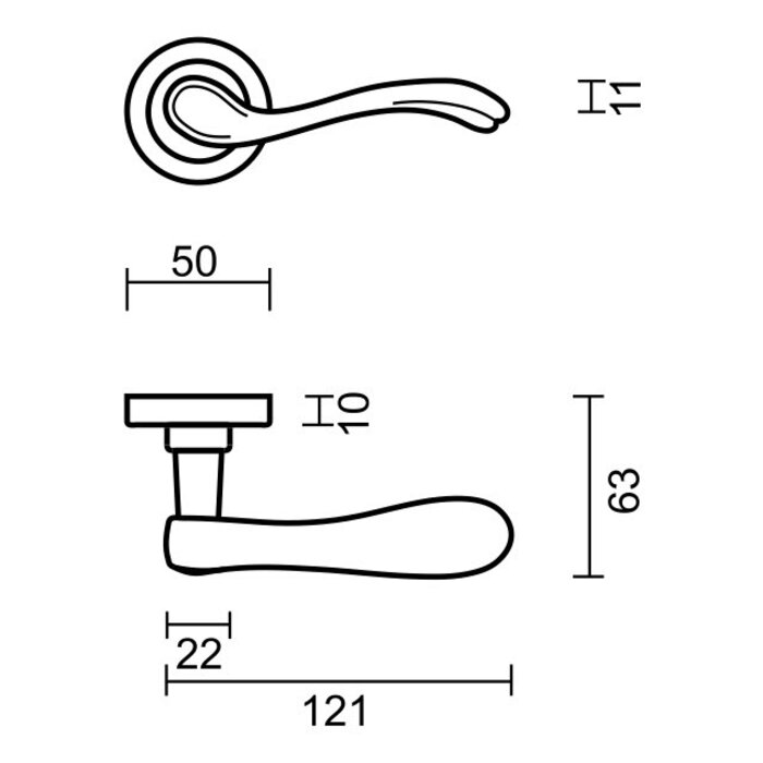 HDD Door handles Erica stainless steel look