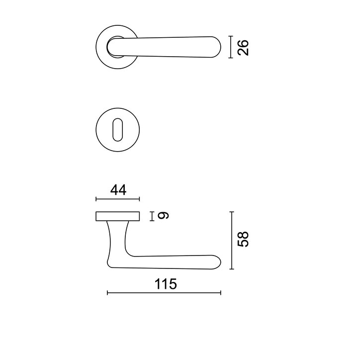 HDD Solid stainless steel look door handles "Vera"