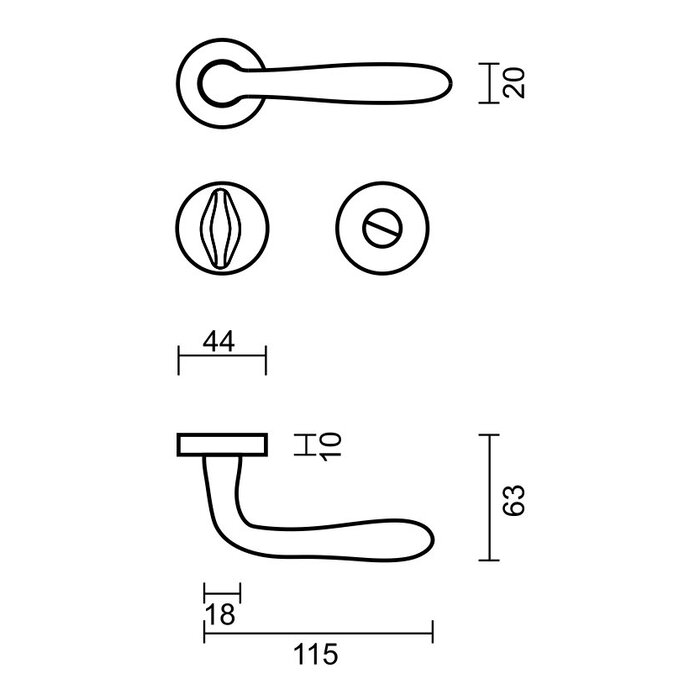 HDD Solid stainless steel look door handles "Alma"