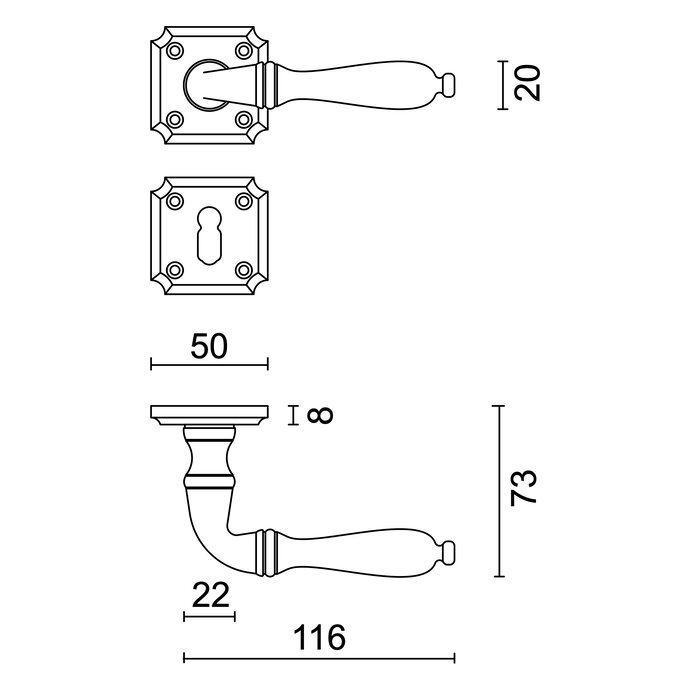 HDD Door handles Lisa stainless steel look