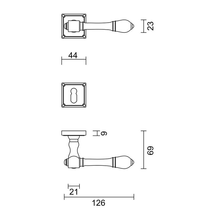 HDD Poignées de porte massives aspect inox Carre