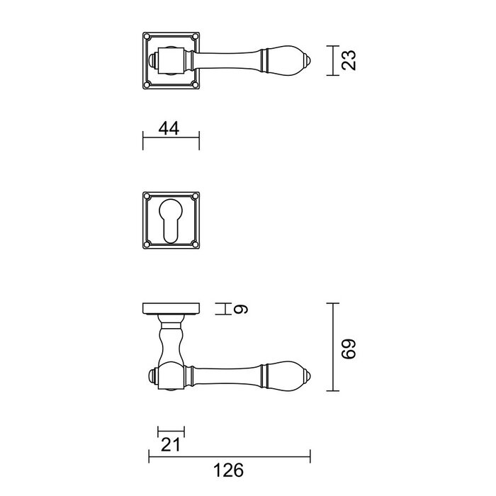 HDD Solid stainless steel look door handles Carre