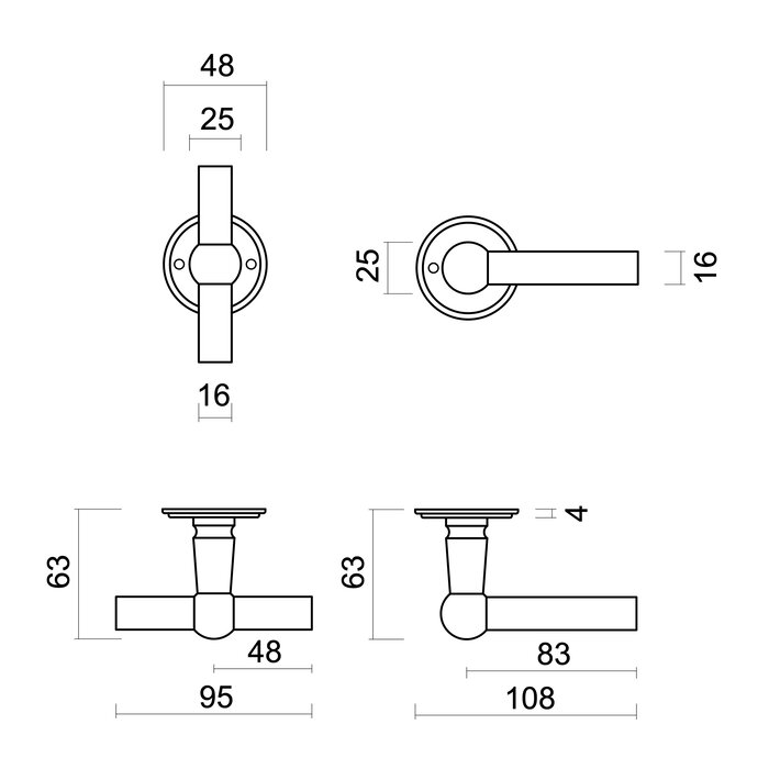 HDD Solid stainless steel look door handles Petana T+L