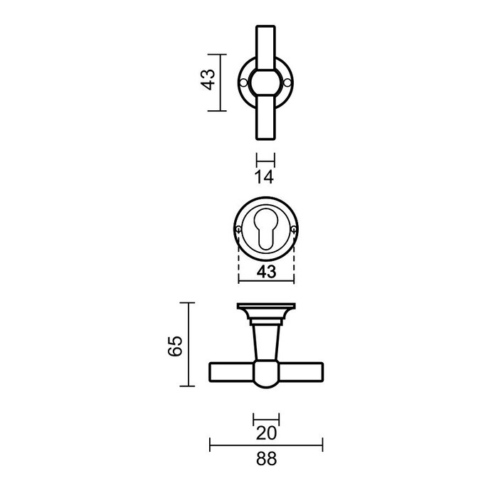 HDD Poignées de porte massives en acier inoxydable Petra T+T