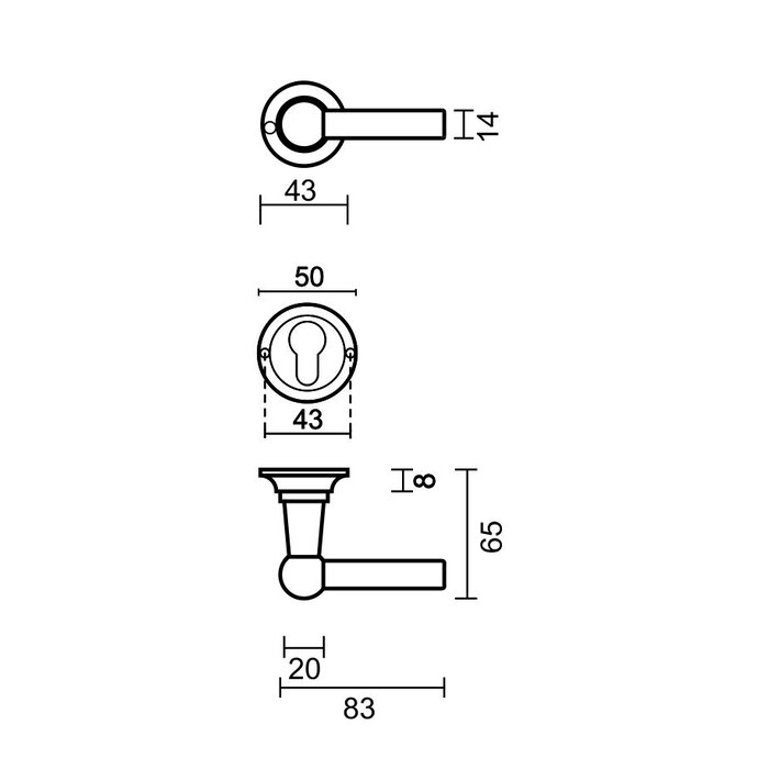 HDD Poignées de porte massives aspect acier inoxydable Petra L+L