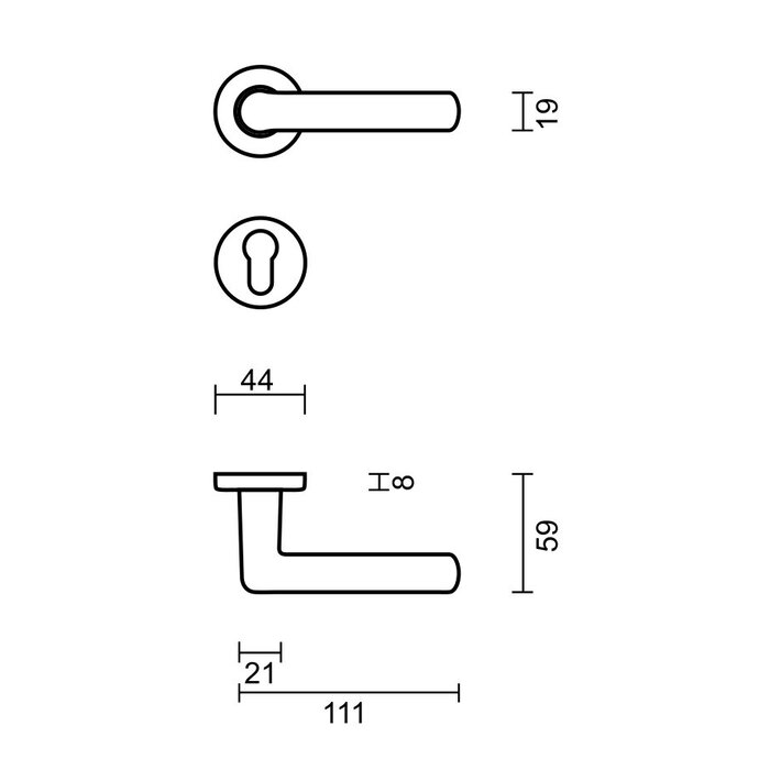 HDD Aluminium-Türgriffe 'Panda Alu L'