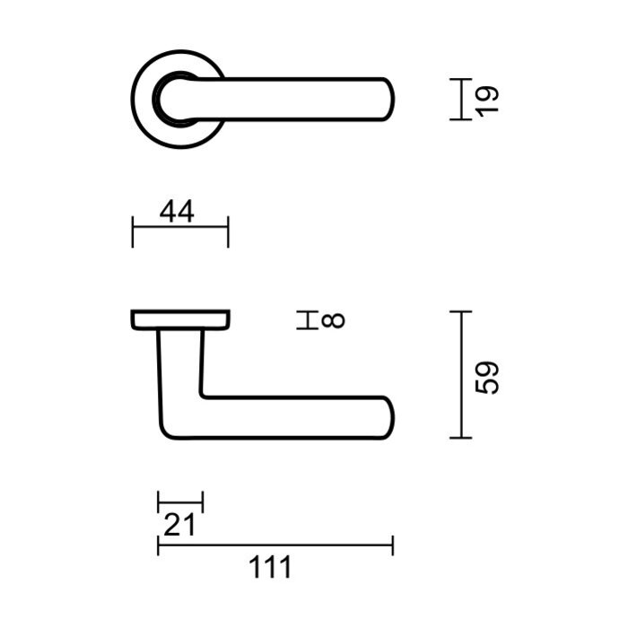 HDD Aluminium deurklinken 'Panda Alu L'