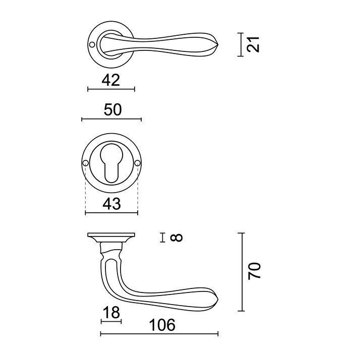 HDD Poignée de porte Gretana nickel