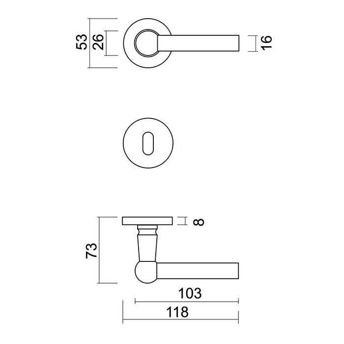 HDD Poignées de porte noires RAILY - Structure UV - Rondes L+L