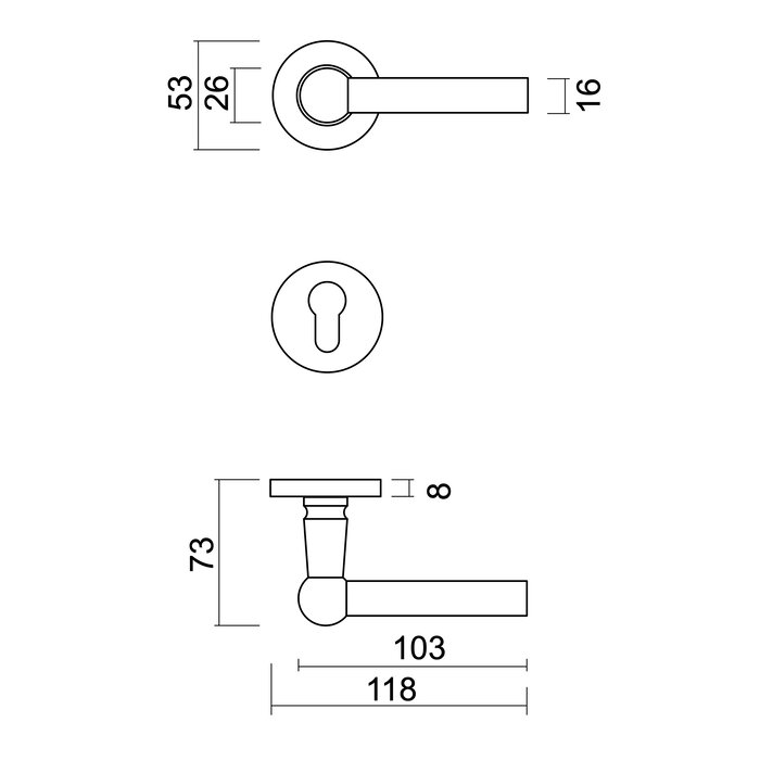 HDD Schwarze Türgriffe RAILY - Struktur UV - Rund L+L