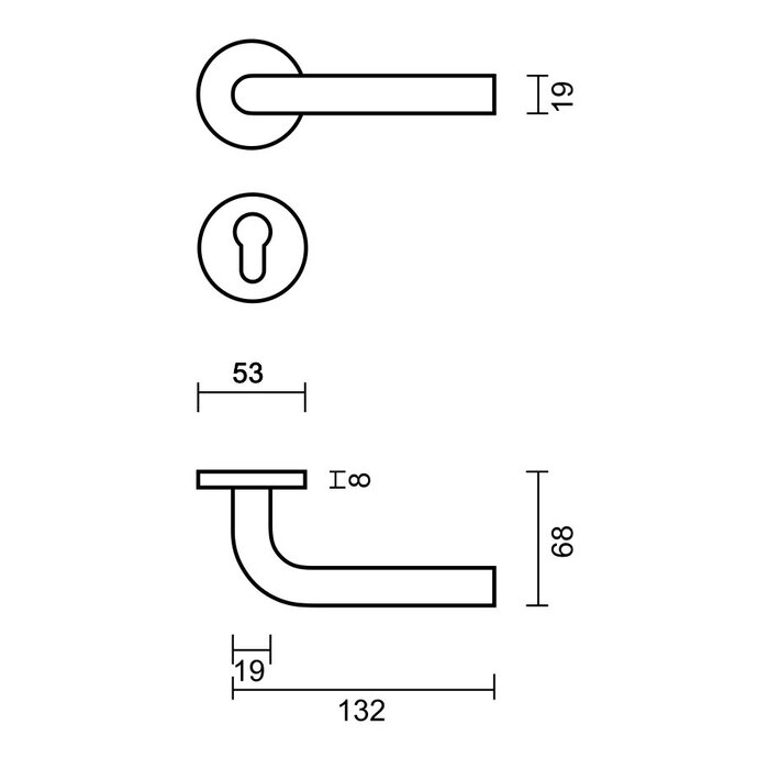 HDD Black door handles 'L-Shape 19mm class 3'