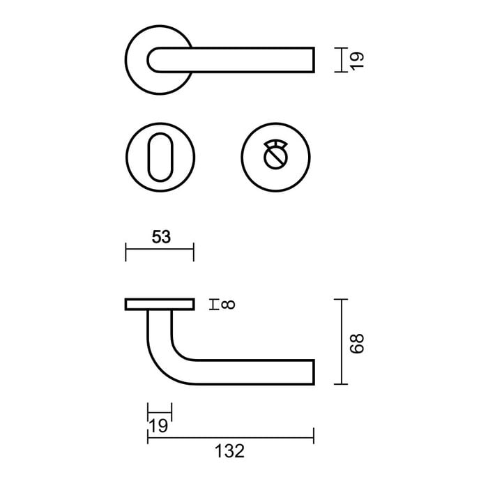 HDD Schwarze Türgriffe 'L-Form 19mm Klasse 3'