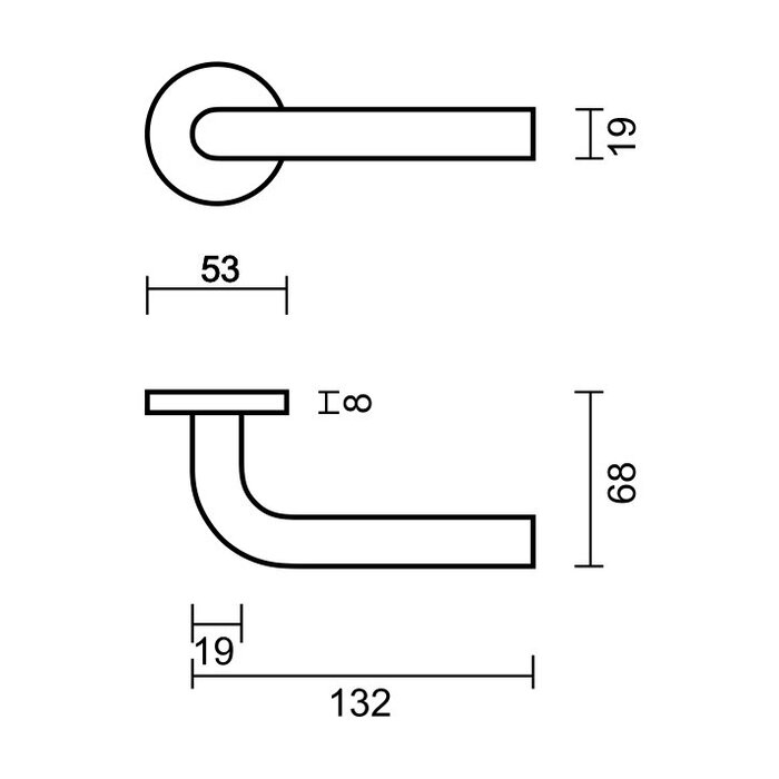 HDD Black door handles 'L-Shape 19mm class 3'