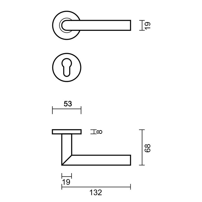 HDD  Zwarte deurklinken 'I Shape 19mm klasse 3'