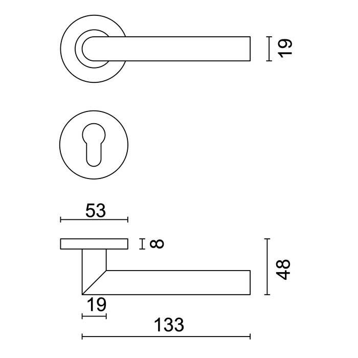 HDD Schwarze Türgriffe ROLLLADEN I – FORM 19 mm – UV-Struktur