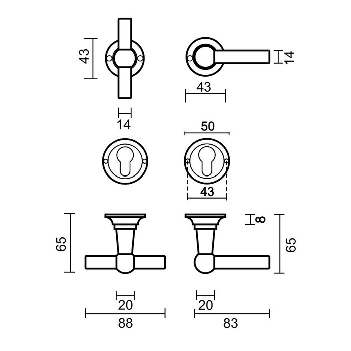 HDD Black door handles Petra T+L font