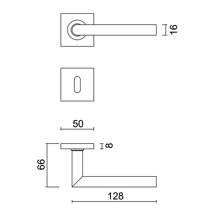 HDD Black door handles 'Square I Shape 16mm'