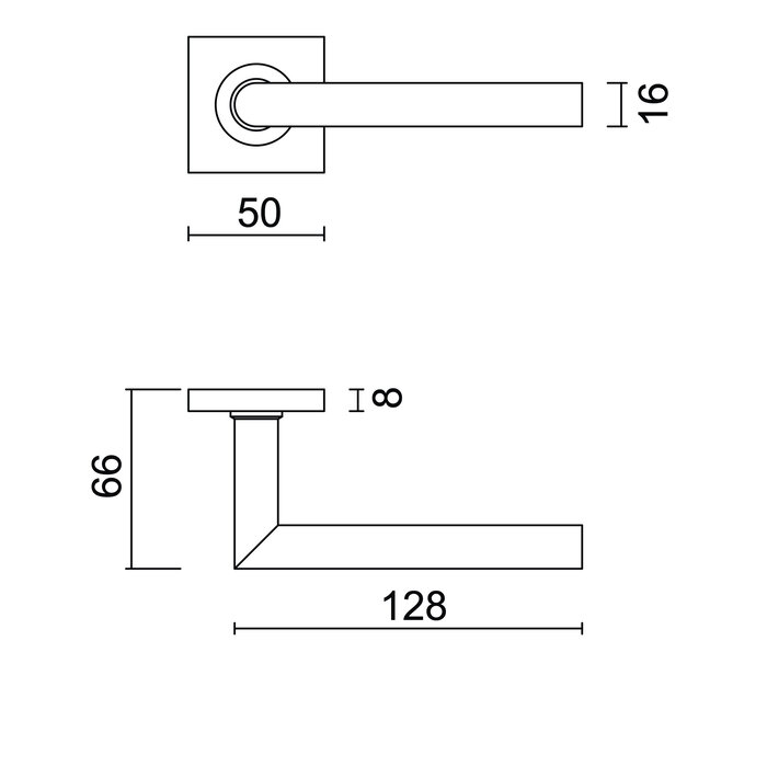 HDD Black door handles 'Square I Shape 16mm'