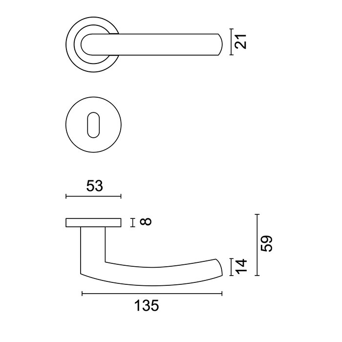 HDD Schwarze Türgriffe „Ovale C-Form“