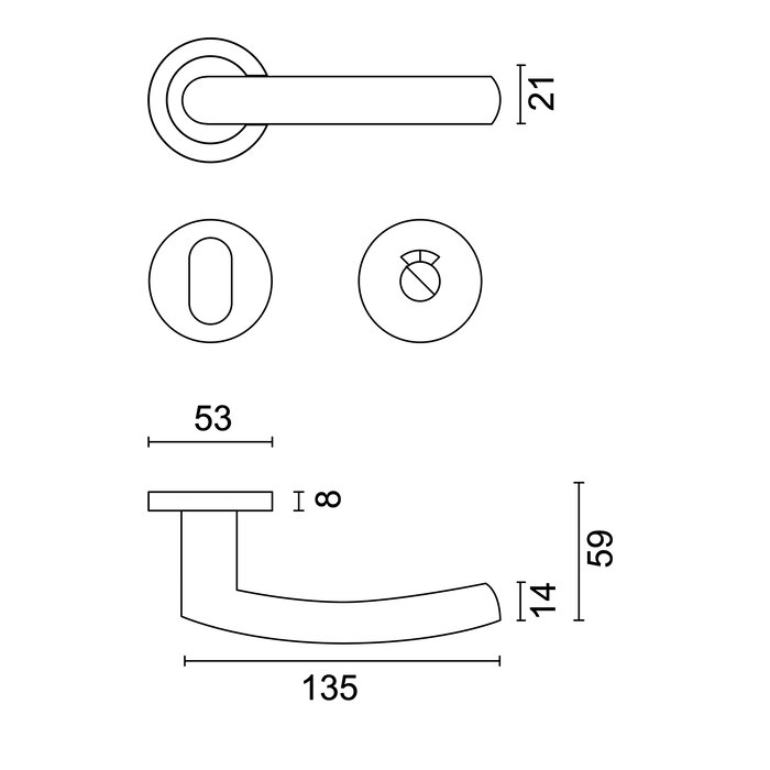 HDD Schwarze Türgriffe „Ovale C-Form“