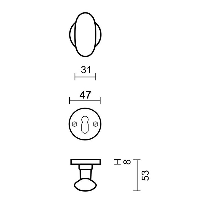 HDD Golden door handle/door knob Olive OM
