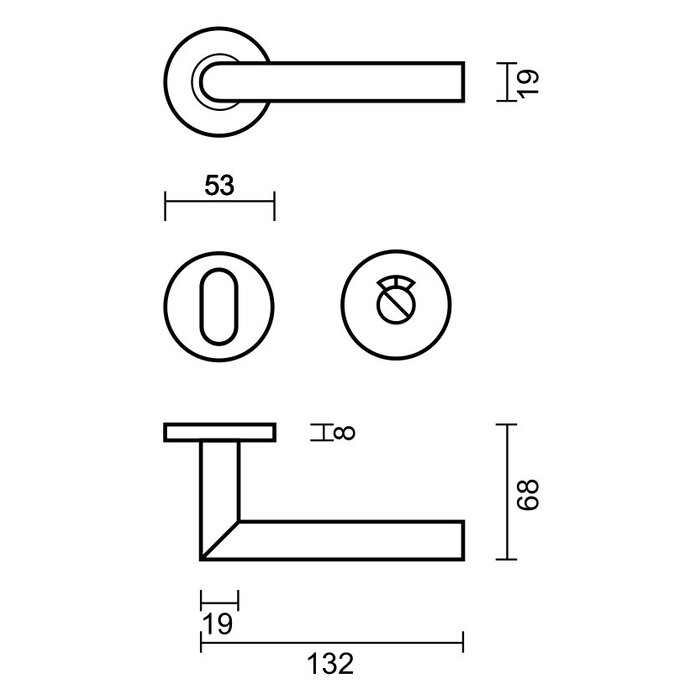 HDD Door handles "I Shape 19 mm" matt gold