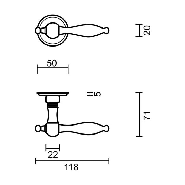 HDD Door handles Natalie bronze