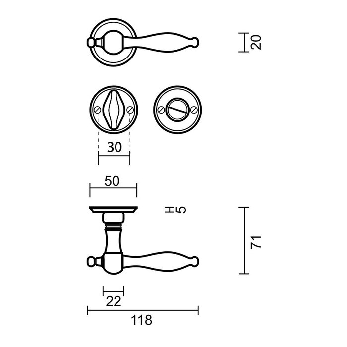 HDD Door handles Natalie bronze