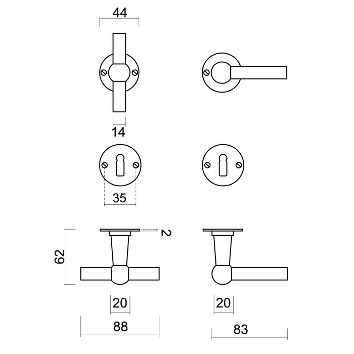 HDD Door handles Petra NM T+L in rust colour