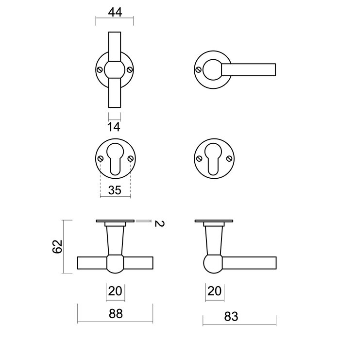 HDD Door handles Petra NM T+L in rust colour
