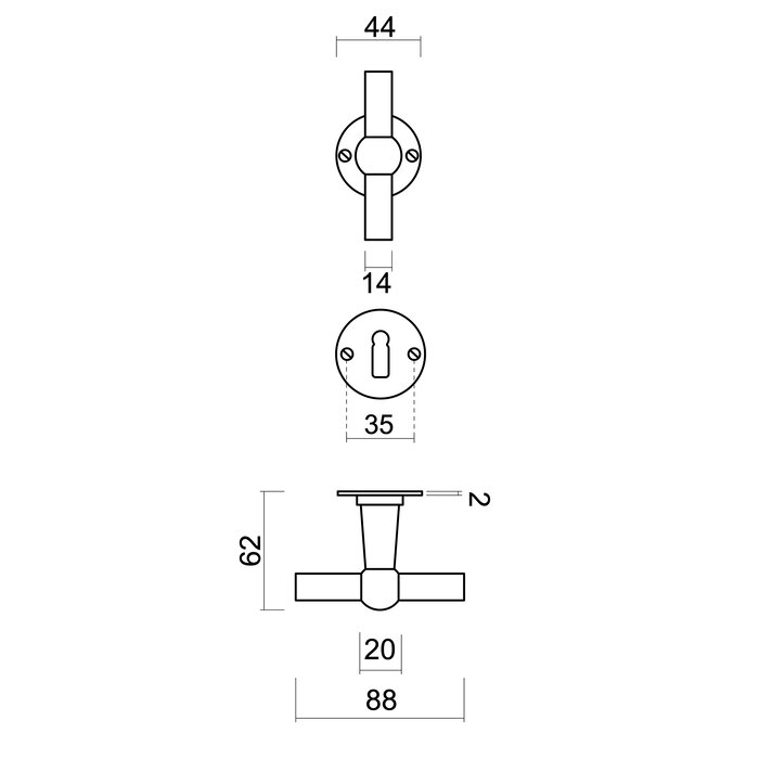 HDD Poignées de porte Petra NM T+T de couleur rouille