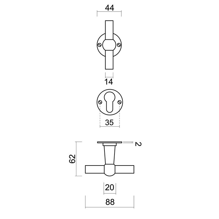 HDD Door handles Petra NM T+T in rust colour