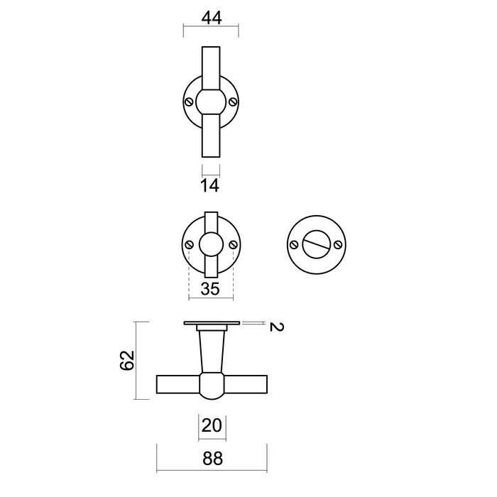 HDD Deurklinken Petra NM T+T in roestkleur